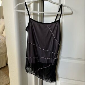 Y2K Vintage Asymmetric Lettuce Hem Tqnk Top